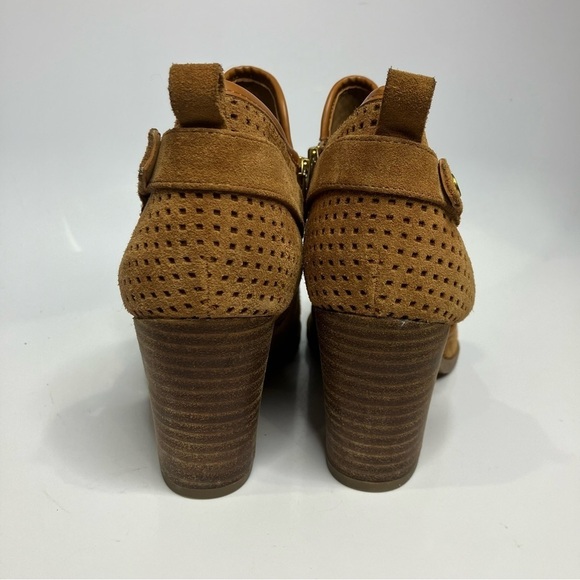 Franco Sarto Dakota ankle boots cognac perforated leather size 9 - Picture 8 of 10